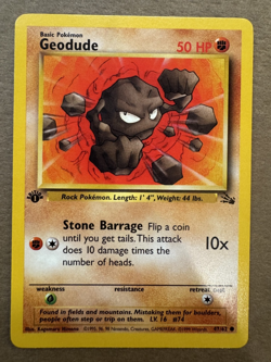 Geodude 47/62 Fossil 1st Edition Non-Holo Common Pokemon Card NM - Image 1