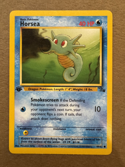 Horsea 49/62 Fossil 1st Edition Non-Holo Common Pokemon Card NM - Image 1