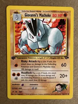 Giovanni's Machoke 42/132 Gym Challenge 1st Edition Non-Holo Pokemon Card NM+ - Image 1