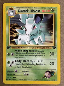 Giovanni's Nidorina 44/132 Gym Challenge 1st Edition Non-Holo Pokemon Card NM+ - Image 1