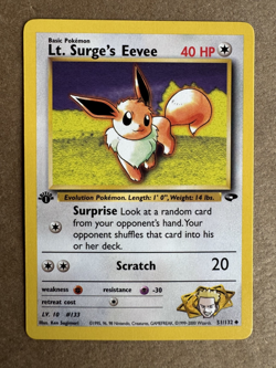 Lt. Surge's Eevee 51/132 Gym Challenge 1st Edition Non-Holo Pokemon Card NM+ - Image 1