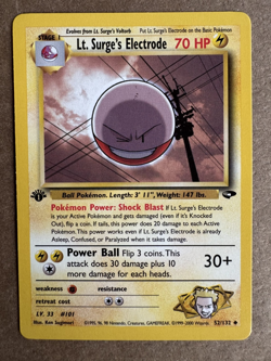 Lt. Surge's Electrode 52/132 Gym Challenge 1st Edition Non-Holo Pokemon Card NM+ - Image 1