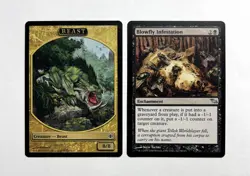 MTG MAGIC THE GATHERING 2 CARD BEAST TOKEN BLOWFLY INFESTATION MINT SILVER ♨ - Image 1