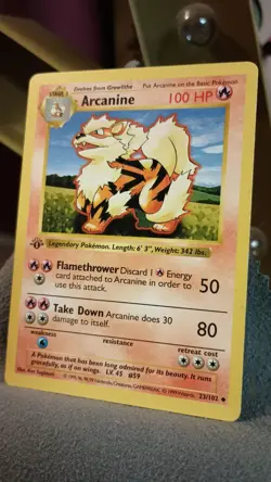 🔥1999 Pokemon TCG Card 1st Edition Base Set Arcanine 23/102 Excellent Vintage - Image 1