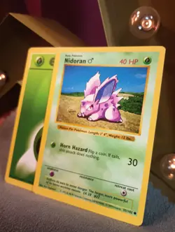 1999 PokemonR TCG Card Nidoran Shadowless Base Set w/ Free Energy NM Vintage - Image 1