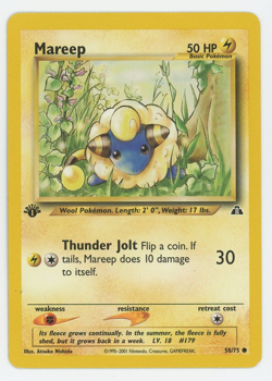 Mareep 58/75 1st Edition Common Neo Discovery Pokemon Card 2001 WOTC First - Image 1