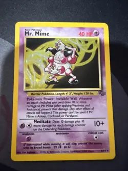 Pokemon TCG Jungle Mr. Mime Card 6/64 Unlimited Edition Holo Rare WOTC-LP - Image 1