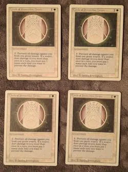 MTG Revised - Circle of Protection: Green (x4) - LP/NM - clean, nice cards - Image 1
