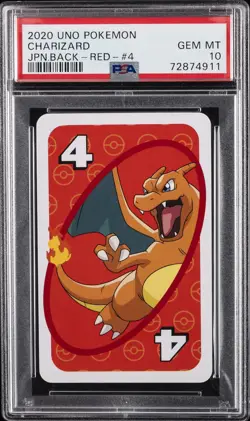 2020 UNO POKEMON JPN BACK-RED-#4 CHARIZARD PSA 10 - Image 1
