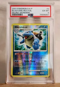 2007 Pokemon Secret Wonders Blastoise Holo #2 PSA 6 - Image 1