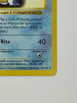 Pokemon TCG Wartortle Base Set 42/102 Regular Shadowless Uncommon - Image 5