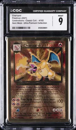 2021 POKEMON CELEBRATIONS - CLASSIC COLL., GOLD METAL - ULTRA-P CHARIZARD CGC 9 - Image 1
