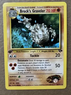 Brock's Graveler 34/132 Gym Challenge 1st Edition Non-Holo Uncommon Pokemon NM+ - Image 1