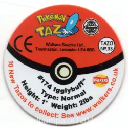 #174 IGGLYBUFF TAZO Nº33 HOLO LENTICULAR EVOLUCION POKEMON TAZOS 2001 WALKERS - Image 2