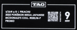 2025 Pokemon Mega Japanese McDonald's Collection Promo Pikachu TAG 9 (926) - Image 3