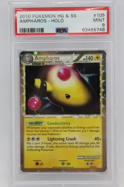 AMPHAROS 105/123 PRIME HG & SS HOLO PSA 9 POKEMON CARD - Image 1