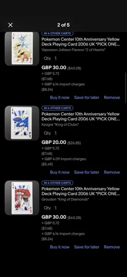 Custom Pokemon Card Bundle - 10th Anniversary Playing Cards Blue & Yellow - Image 2