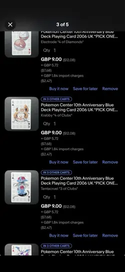 Custom Pokemon Card Bundle - 10th Anniversary Playing Cards Blue & Yellow - Image 3