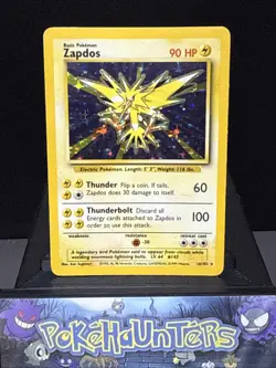 Pokemon Card Zapdos 16/102 Base Set Holo Rare WOTC Played 2 - Image 1
