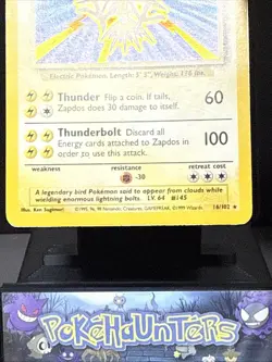 Pokemon Card Zapdos 16/102 Base Set Holo Rare WOTC Played 2 - Image 3