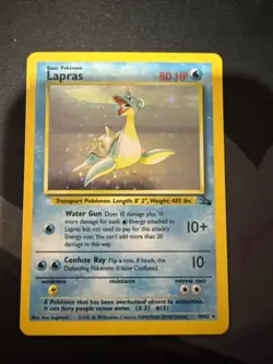 Pokemon TCG Lapras Fossil Holo Unlimited Rare Card 10/62 Vintage LP - Image 1