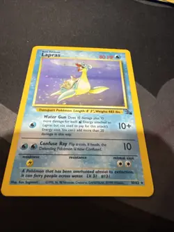 Pokemon TCG Lapras Fossil Holo Unlimited Rare Card 10/62 Vintage LP - Image 2