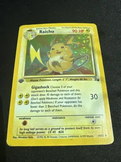 Pokemon Card - Raichu 14/62 - Fossil - Holo - 1st Edition - MP - Image 1