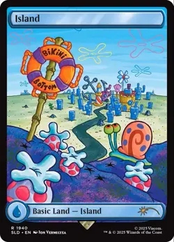 Island 1940 Borderless Non Foil Spongebob Secret Lair MTG Near Mint - Image 1
