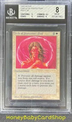 MTG Limited Edition Alpha 1993 Circle of Protection: Red BGS 8.0Q++ NM/MT 93/94 - Image 1