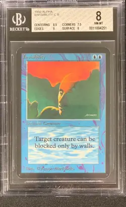 MTG Limited Edition Alpha 1993 Invisibility BGS 8.0 NM/MT Old School 93/94 - Image 1