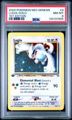 2000 POKEMON NEO GENESIS 1ST ED #9 LUGIA-HOLO PSA 8 - Image 1