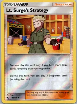 Pokemon Lt. Surge's Strategy Hidden Fates 60/68 Near Mint NM Reverse Holo - Image 1