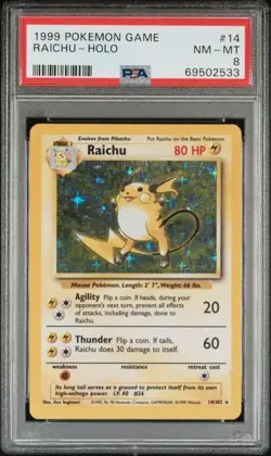 1999 POKEMON GAME #14 RAICHU-HOLO - Image 1