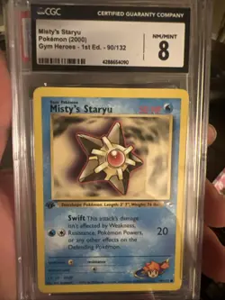 TCG Pokemon Misty’s Staryu 1st Edition CGC 8 NM-MT Gym Heroes #90 2000 WOTC - Image 1