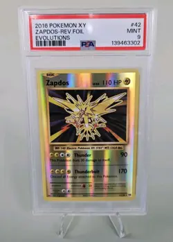 2016 Pokemon XY Evolutions Zapdos Reverse Foil Holo #42 PSA 9 - Image 1