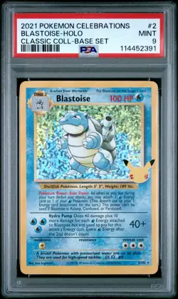 Pokemon Blastoise Holo Celebrations Classic Collection 2/102 PSA 9 Mint - Image 1