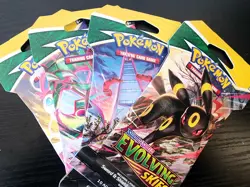 Pokemon TCG Evolving Skies Sleeved Booster Packs Complete Art Set Sealed 4 Packs - Image 2