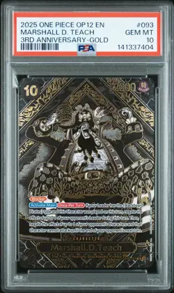 2025 ONE PIECE OP12-LEGACY OF THE MASTER 3RD ANNIV-GOLD MARSHALL D. TEACH PSA 10 - Image 1