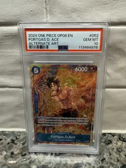 One Piece Portgas D Ace Alternative Art OP08-052 English PSA 10 - Image 1