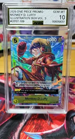 One Piece Monkey.D.Luffy Illustration Box Vol.3 OP07-109 Promo. AGS GEM-MT 10 - Image 1
