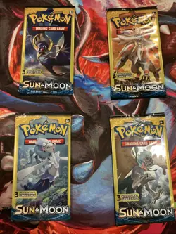 Pokemon Sun and Moon Base Set 3 Card Mini Booster Pack Sealed pack art set - Image 1