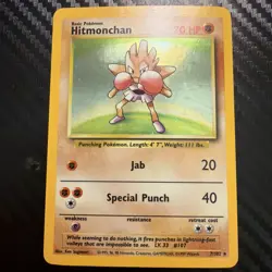 L P Hitmonchan Base Set #007/102 Holo Holo Rare Pokemon Card GREAT CONDITION - Image 1