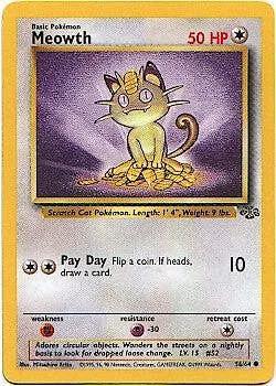 Pokemon Jungle 56/64 Meowth Card - Image 1