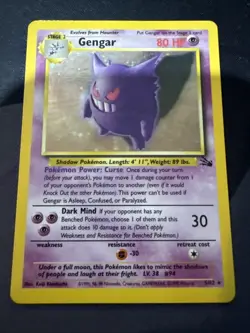 Pokemon TCG Gengar Fossil Holo Card 5/62 Unlimited Rare Vintage WOTC - Image 1