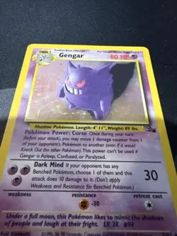 Pokemon TCG Gengar Fossil Holo Card 5/62 Unlimited Rare Vintage WOTC - Image 2