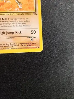 Hitmonlee 22/62 Fossil Unlimited Non Holo Vintage 1999 Pokemon Card - Image 5