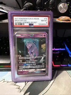 Pokemon TCG Shining Legends Mewtwo GX Secret Rare Card 78/73 PSA 8 W/ GUARD - Image 2