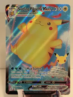 Pokemon Pikachu TCG Surfing VMAX Celebrations Holo Ultra Rare Card 009/025 - Image 1