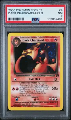 Pokemon Dark Charizard Team Rocket Holo Rare 4/82 PSA 7 English WOTC SWIRL NM - Image 1