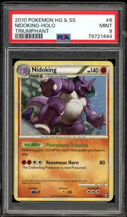 2010 Pokemon Heartgold & Soulsilver Triumphant #6 NidoKing Holo PSA 9 Mint - Image 1